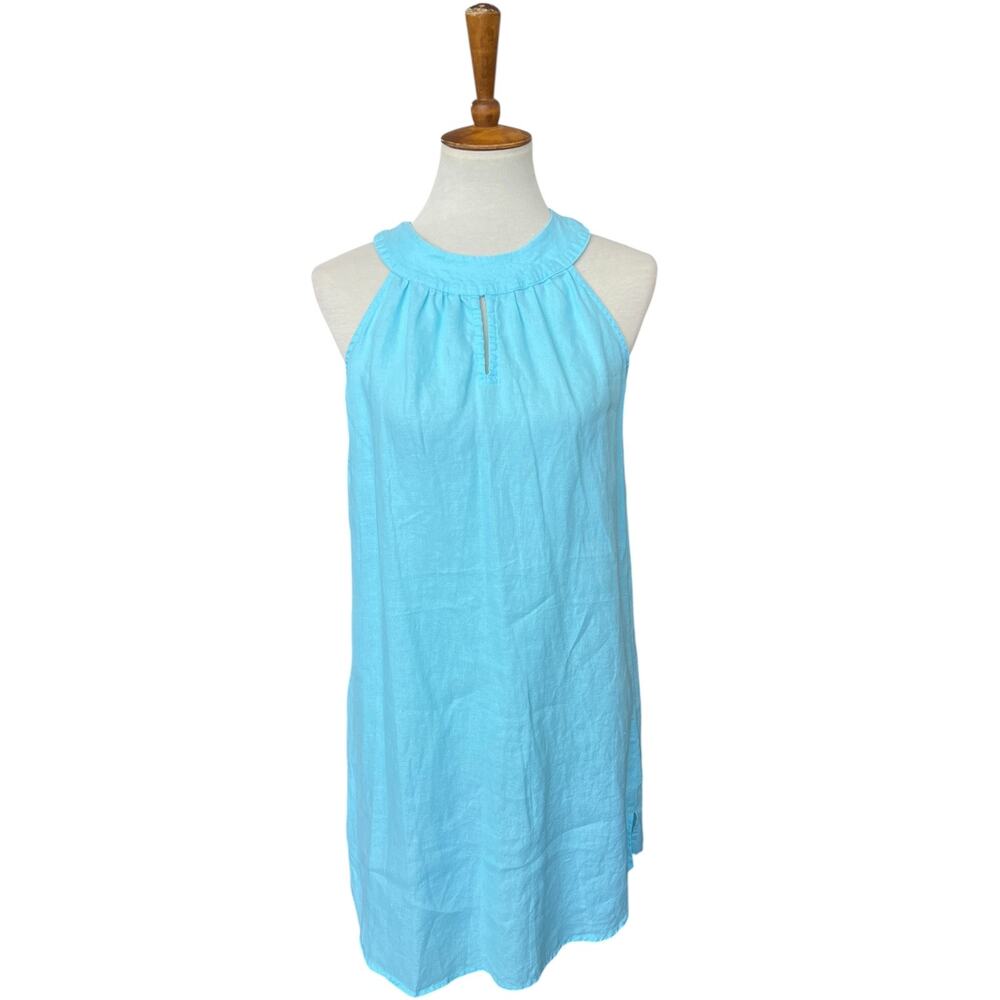 St. Tropez West 100% Linen Vacation Summer Classic Sleeveless Dress Size Small
